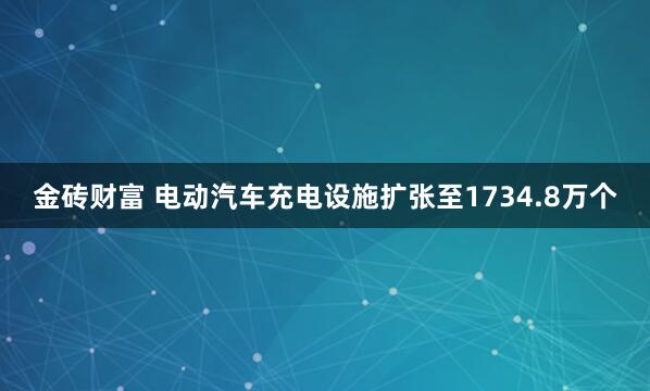 金砖财富 电动汽车充电设施扩张至1734.8万个